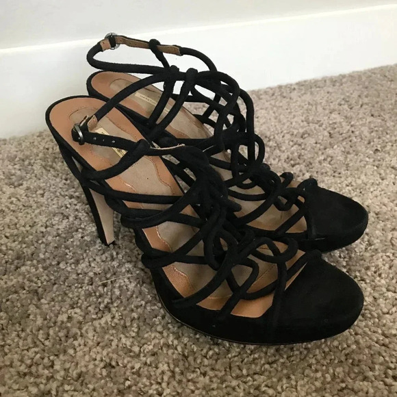 Max Studio Strap Suede Heels - Picture 1 of 5